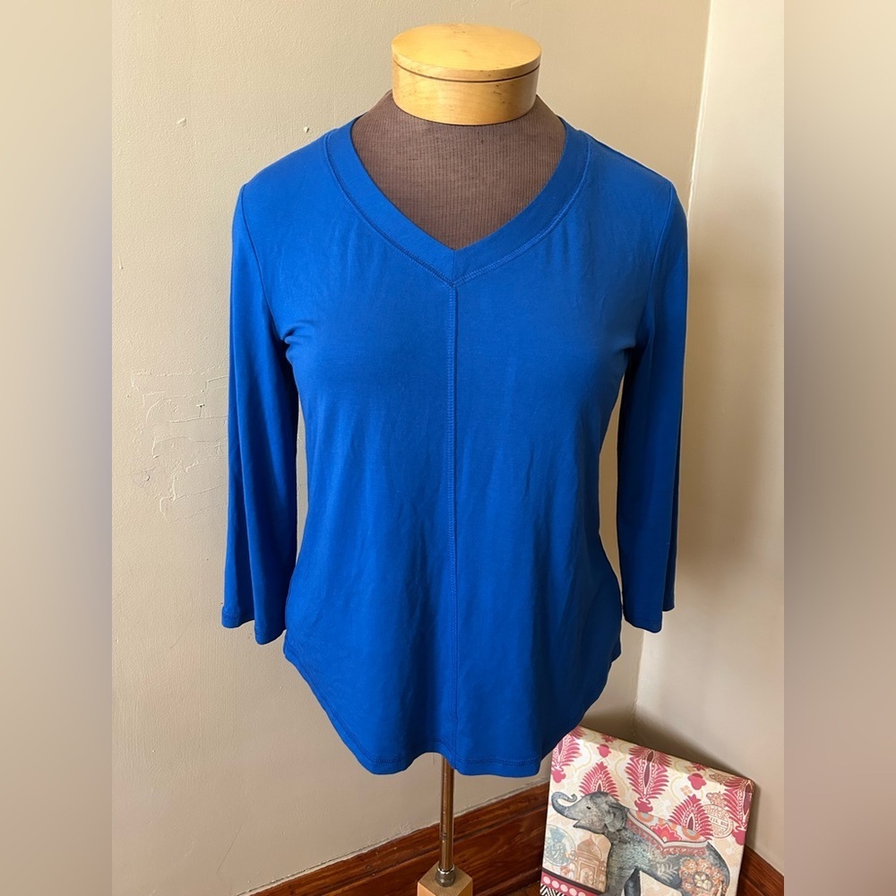 Mode De Vie Blue Bamboo V Neck Tunic Top